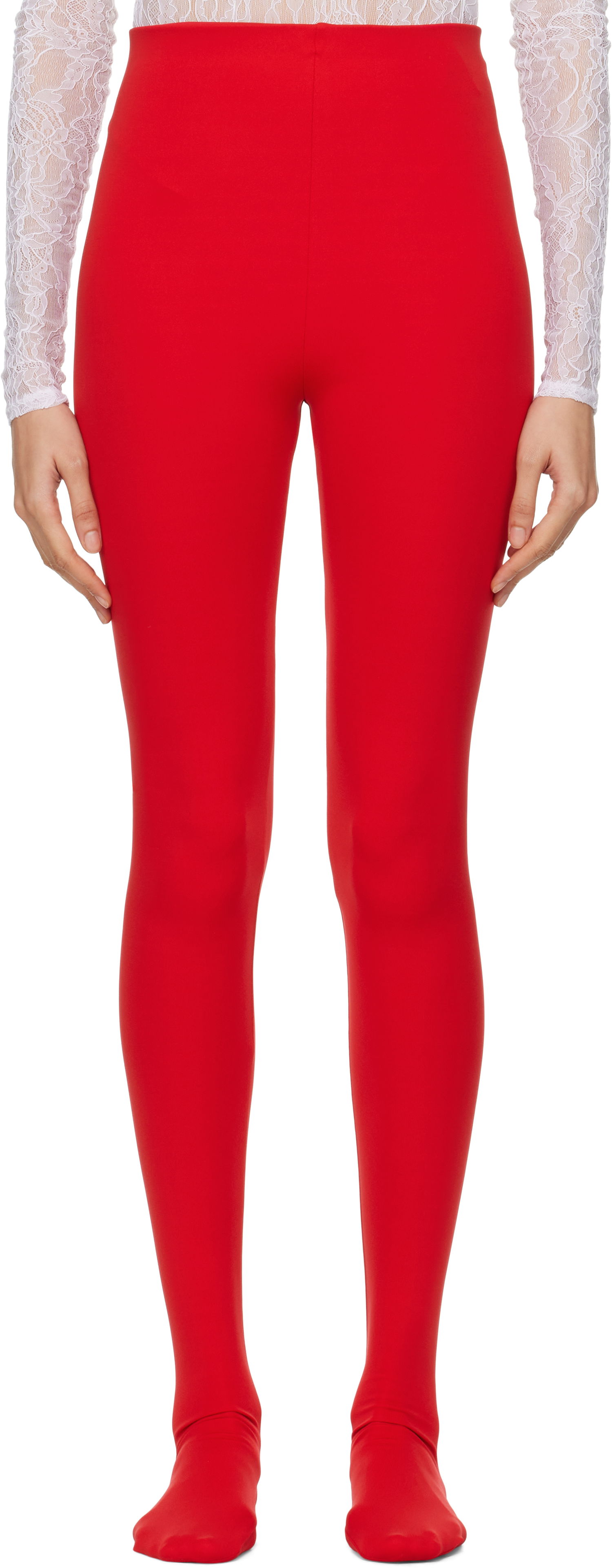Ponožky WARDROBE.NYC Opaque Leggings Červená | W2086R14, 0