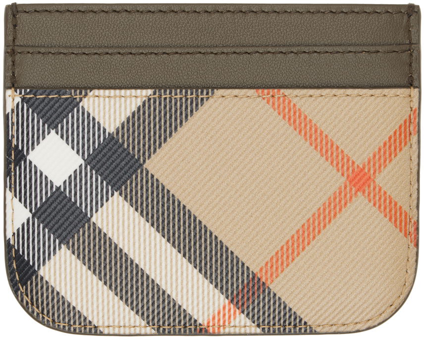 Beige & Black Check Card Holder