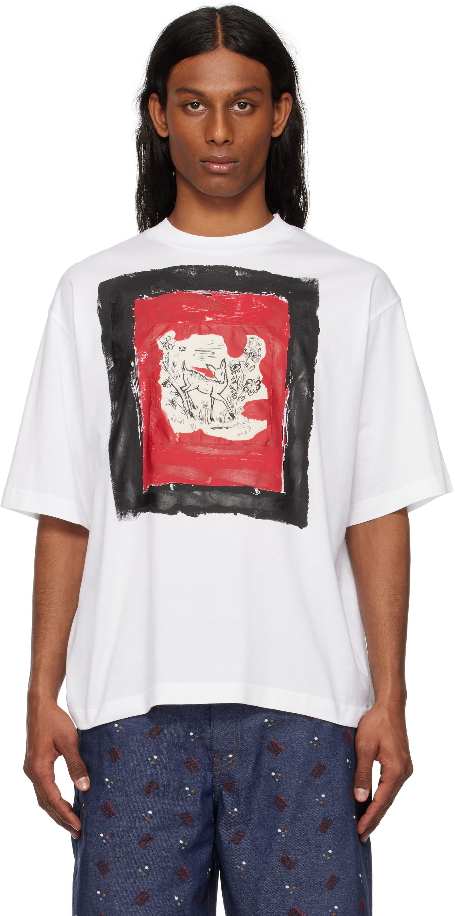 Tričko Marni Marni Fawn Print T-Shirt Biela | HUMU0223QP USCX69, 0