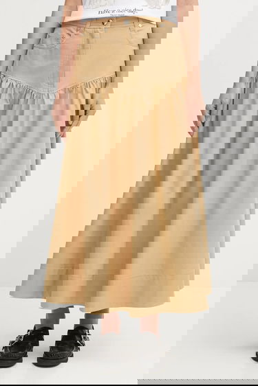 Sukňa GANNI GANNI Classic Summer Suiting Maxi A-Line Skirt Béžová | W0620, 0
