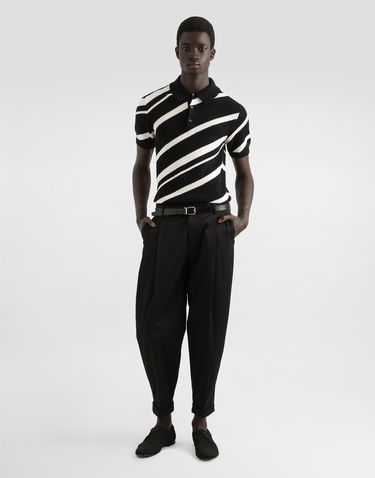 Polo tričko Dolce & Gabbana Dolce & Gabbana Striped Knitted Polo Shirt Čierna | GXZ64TJFMMSN0004, 1