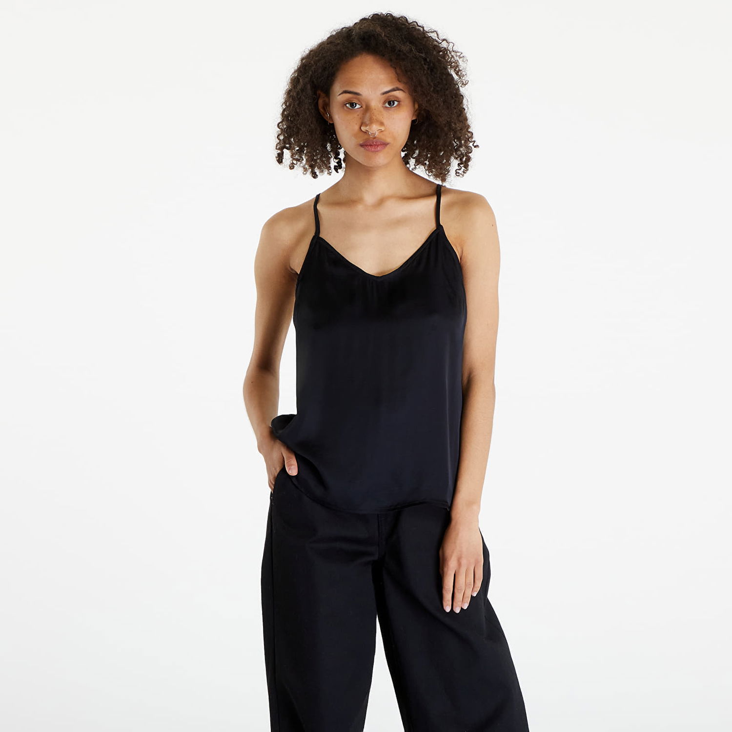 Tielko Urban Classics Top Ladies Viscose Satin Slip Top Čierna | TB6187-00007, 0