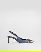 Dolce & Gabbana Denim Patchwork Slingback Pumps with Embroidery