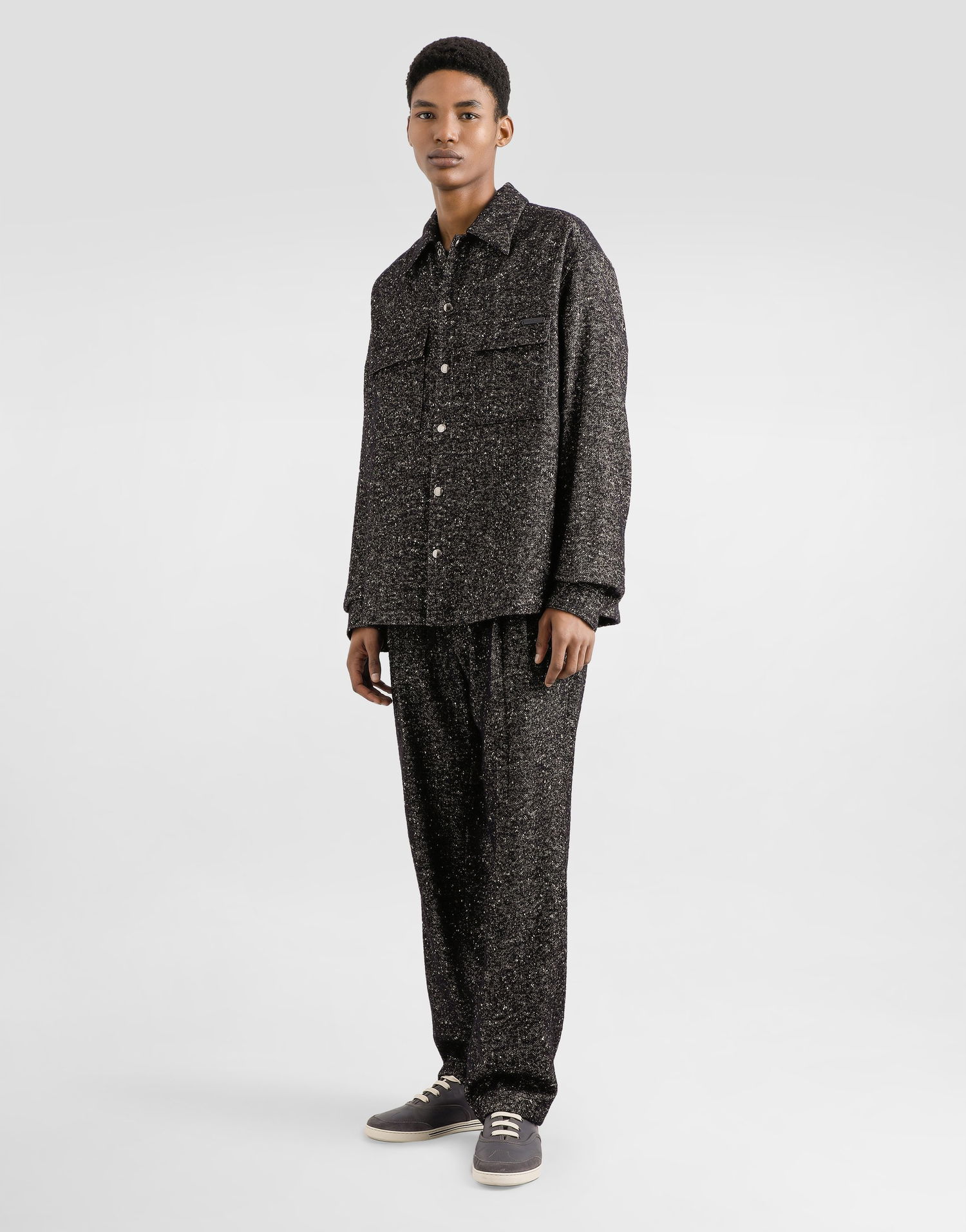 Košeľa Dolce & Gabbana Dolce & Gabbana Wool Blend Button-Up Shirt Čierna | G5MM6TFCZAMS8030, 1