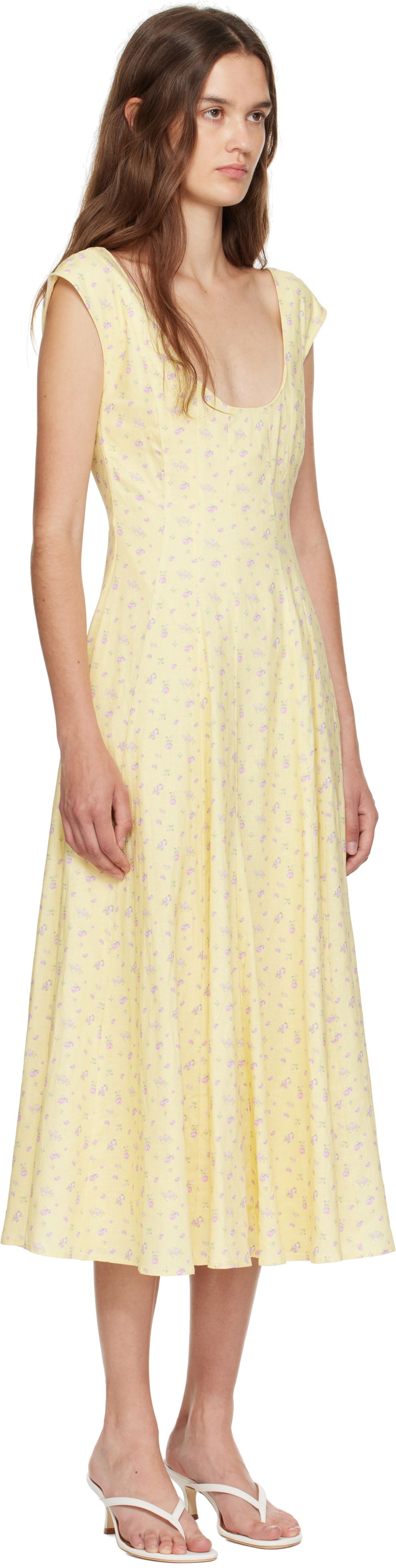 Šaty GUIZIO Guizio Leila Floral Midi Dress Žltá | P25404W085, 1