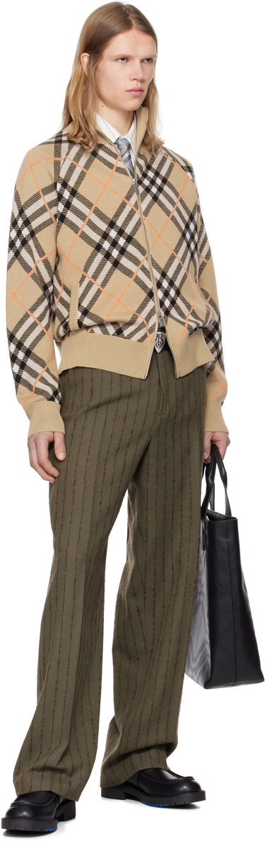 Sveter Burberry Burberry Check Wool Mohair Blend Zip-Up Jacket Béžová | 8095087, 3