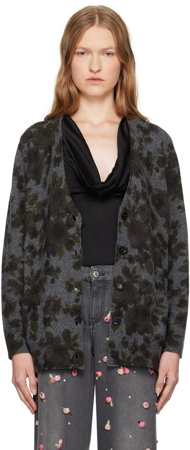Sveter Blumarine Floral Print Knit Cardigan Šedá | A444M105U, 0