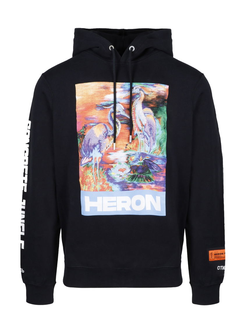 Mikina HERON PRESTON Watercolor Print Hoodie Čierna | HMBB007S208960211088