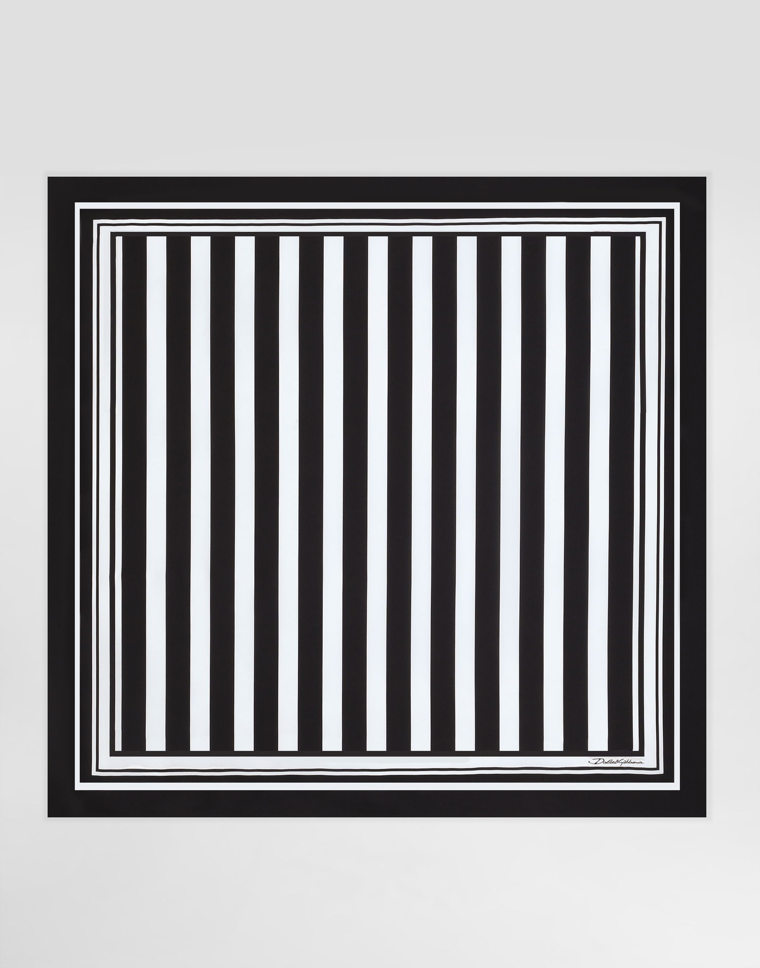Šál Dolce & Gabbana Dolce & Gabbana Striped Silk Twill Foulard, 90 x 90 Čierna | GQ260EG0WUEHN8DA, 0