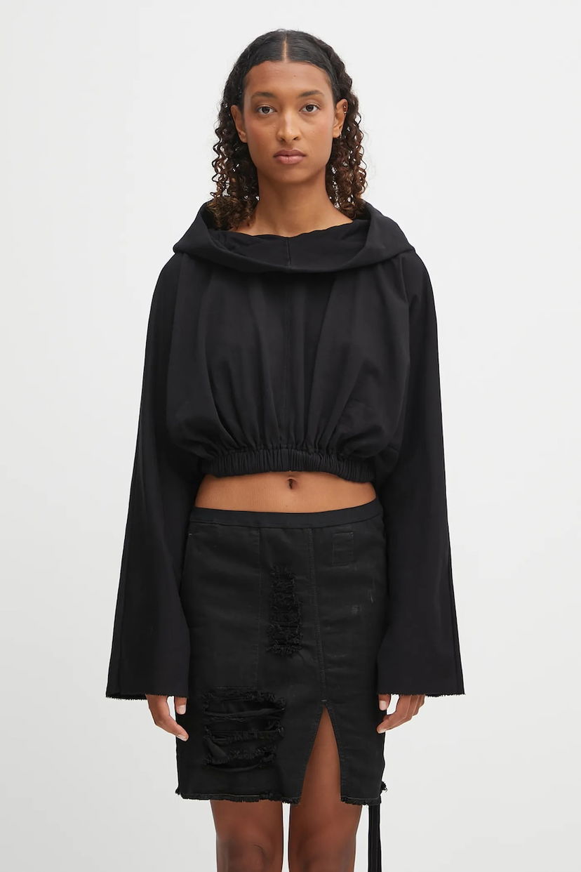 Mikina Rick Owens Rick Owens DRKSHDW Cropped Hooded Tunic Čierna | DS02E7236.RIG