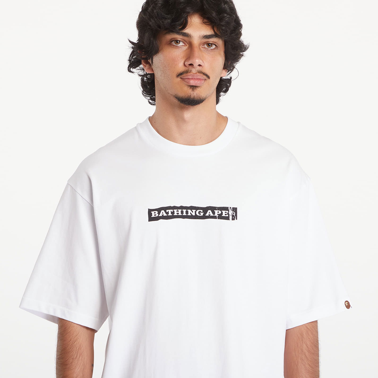 A BATHING APE Screen Print Stencil Logo Relaxed Fit Short Sleeve Tee White