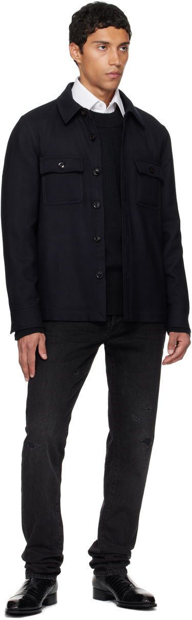 Bunda Tom Ford TOM FORD Light Wool Chest Pocket Overshirt Navy | OJS016-FMW063, 3