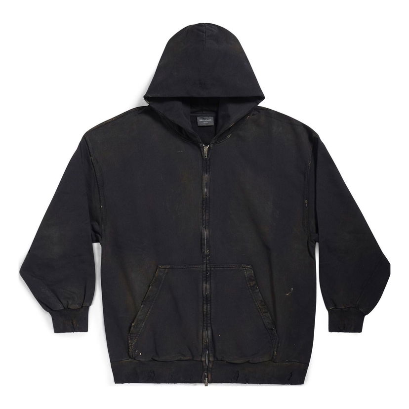 Mikina Balenciaga Balenciaga Zip-Up Hoodie Small Fit Čierna | 744454TOVI41055