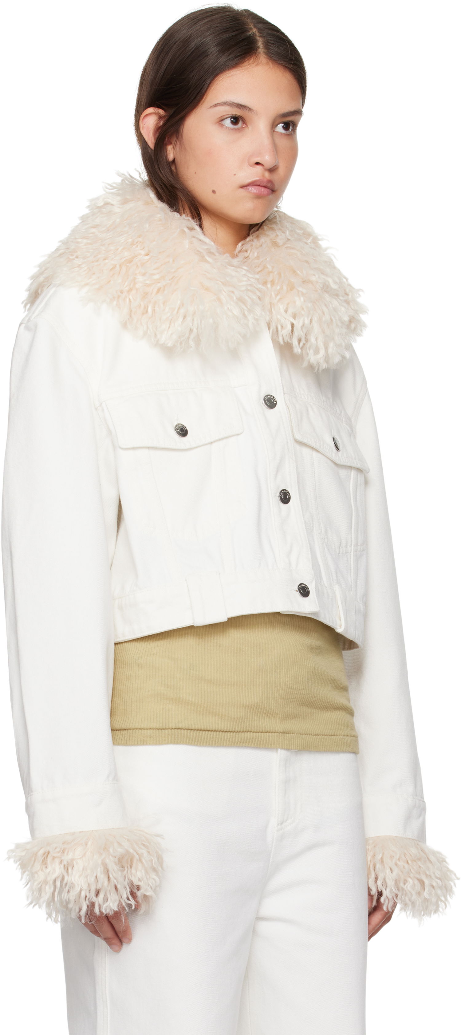 Bunda Nanushka Nanushka Sutton Cropped Denim Jacket Biela | NW24FWOW35500, 1
