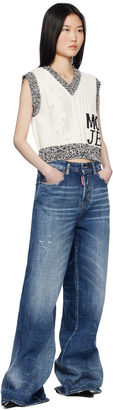 Sveter Moschino Moschino Jeans Urban Knit Vest Biela | 251K10886, 3