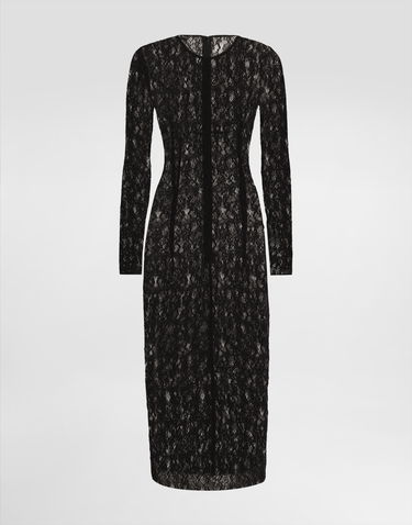 Šaty Dolce & Gabbana Dolce & Gabbana Floral Lace Calf-Length Dress Čierna | F6TUSTFLUCNN0000, 0