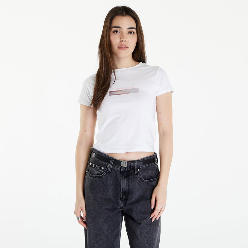 Tričko CALVIN KLEIN Diffused Box Fitted Short Sleeve Tee Bílá Biela | J20J223167 YAF