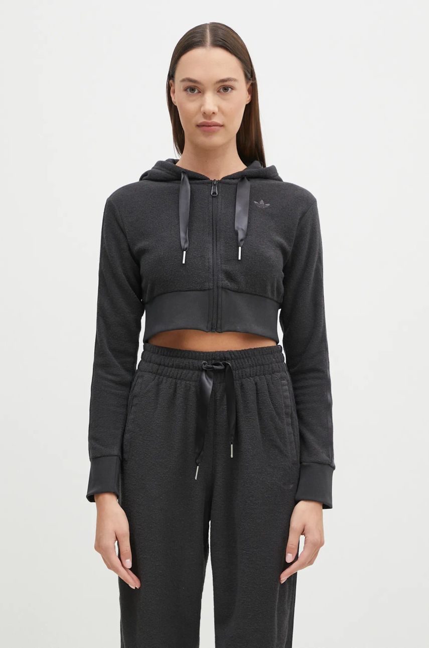 Mikina adidas Originals Hoodie Cropped With Zipper Šedá | JN3006, 0