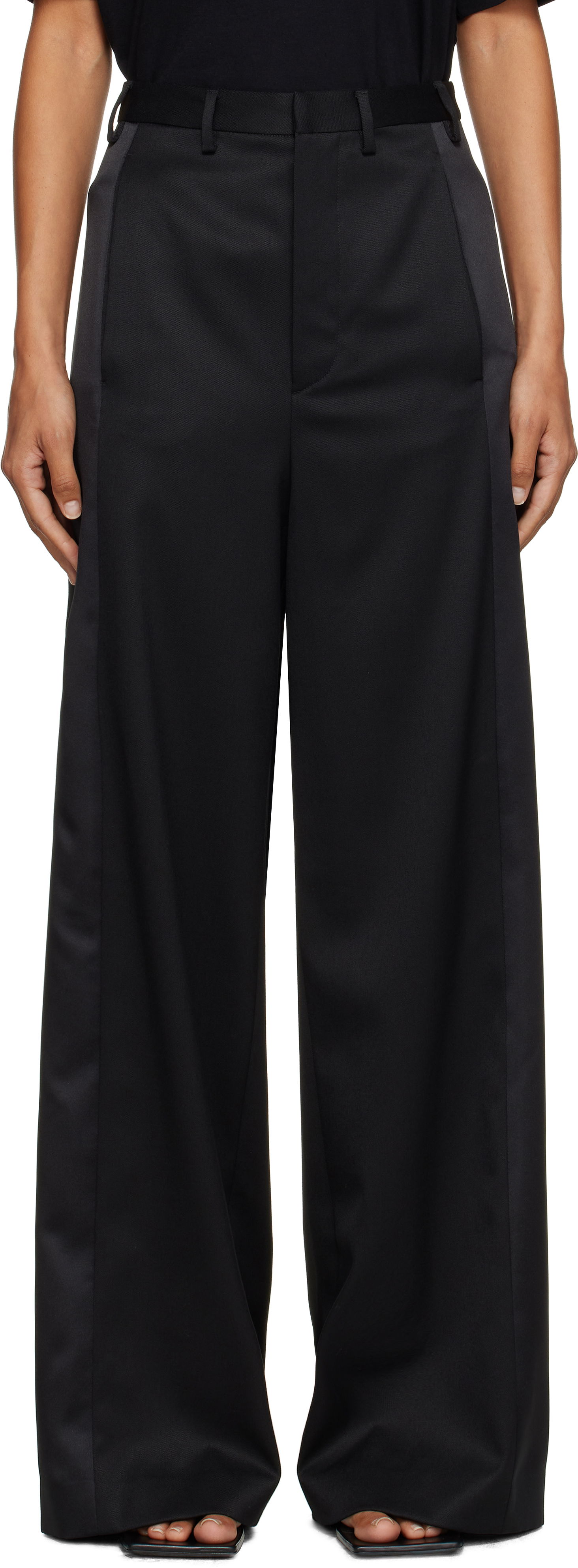 Nohavice Maison Margiela MM6 Maison Margiela Tailored Wool Wide-Leg Trousers Čierna | S52KA0541 S47848, 0