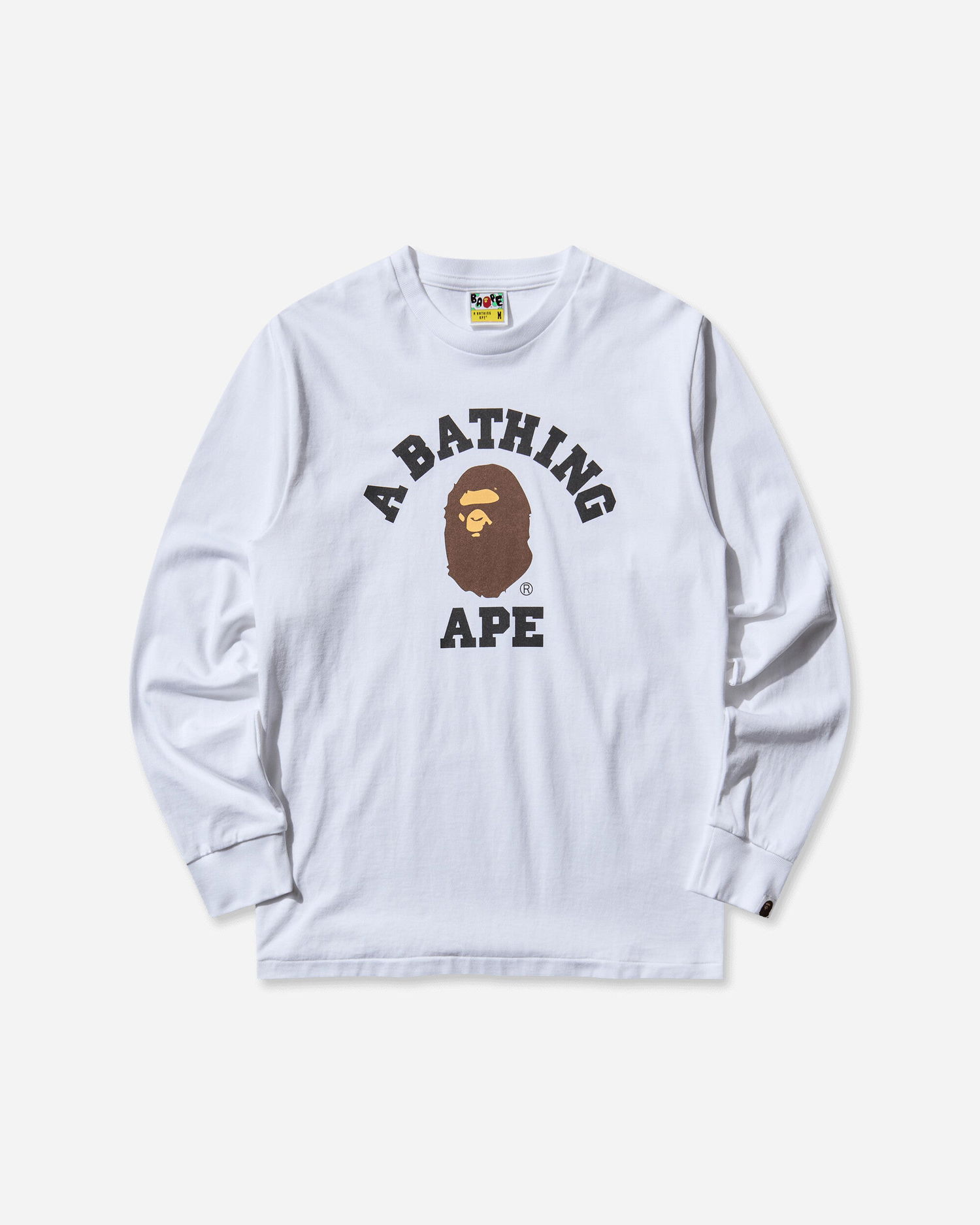 Tričko BAPE College Longsleeve T-Shirt Biela | 1L80111001 WHITE, 1
