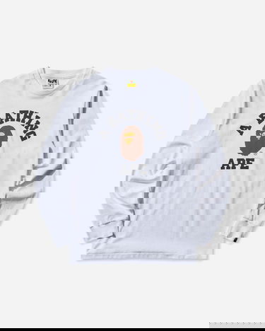 Tričko BAPE College Longsleeve T-Shirt Biela | 1L80111001 WHITE, 1