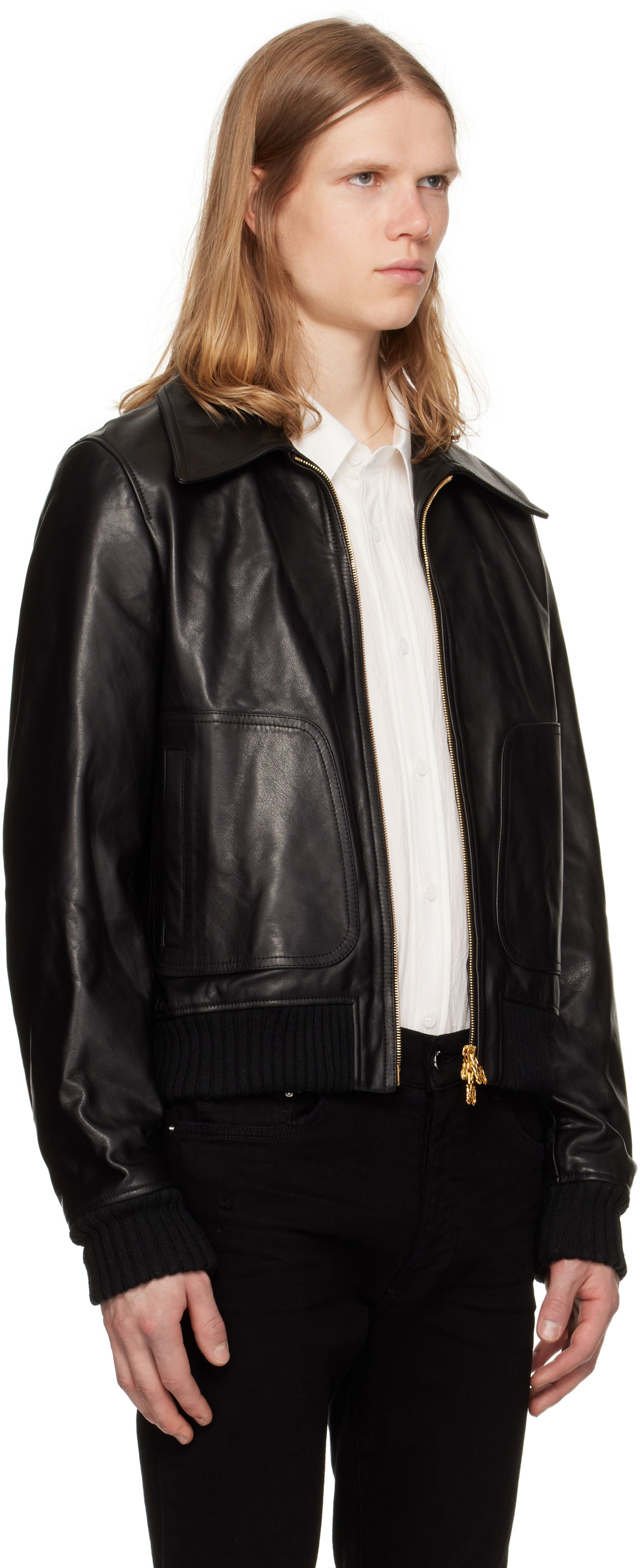 Bomber bunda AMIRI AMIRI Zip Leather Jacket Čierna | AMLTJT1028, 1