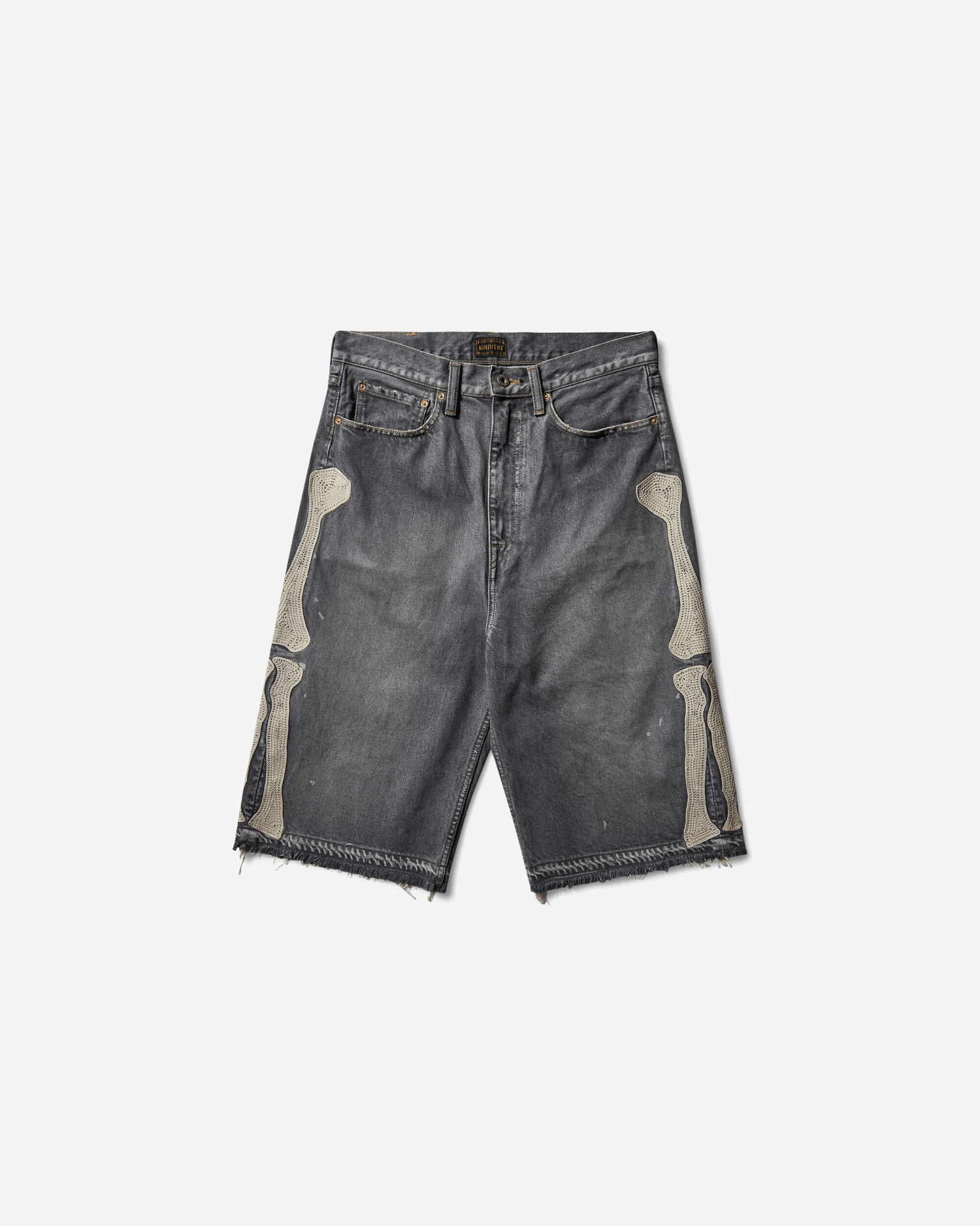 Šortky KAPITAL 14oz Denim 5P Shorts with Bone Applique Šedá | EK-1449SPA PRO, 1