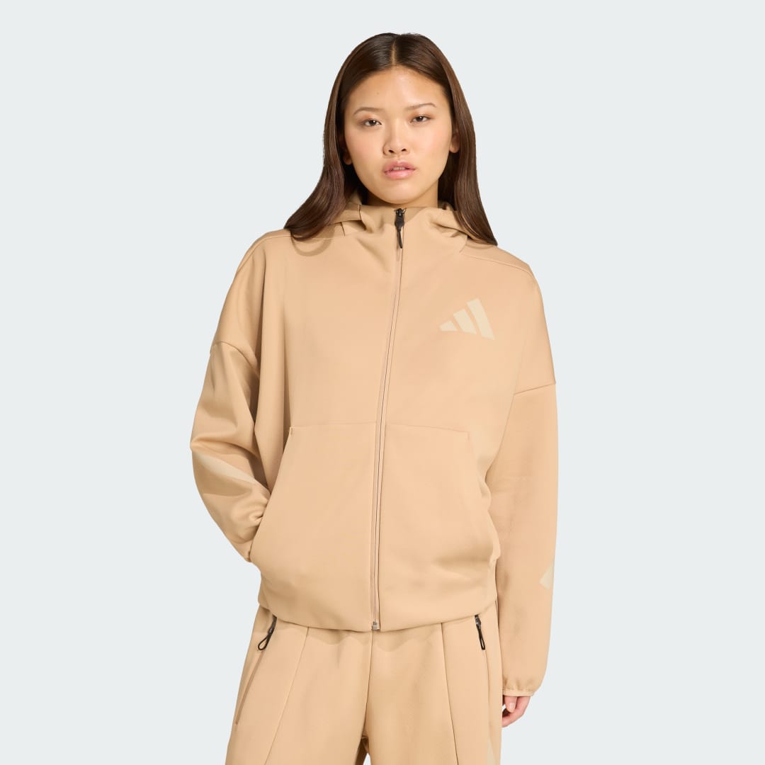 Mikina adidas Performance Z.N.E. Full-Zip Hoodie Béžová | JY5970, 0