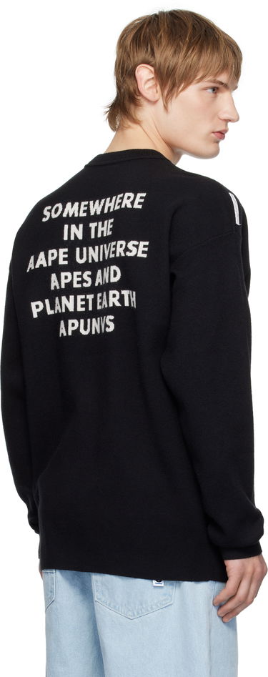 Sveter AAPE by A Bathing Ape AAPE by A Bathing Ape Moonface Logo Knit Sweater Čierna | AAPKNMB371XXNBKX, 2