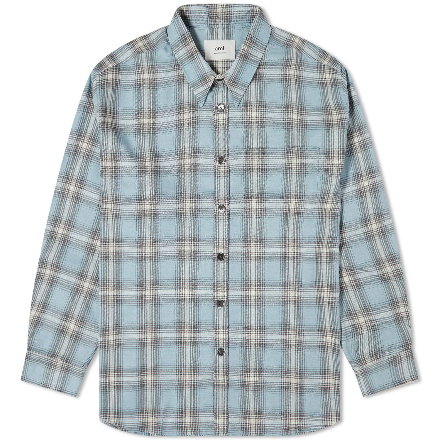 Bunda AMI Check Overshirt Modrá | HJK228-VI0010-445, 0