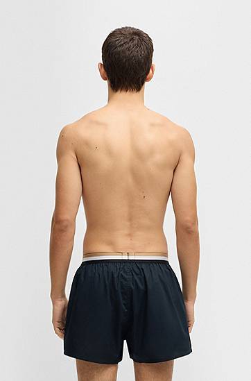 Boxerky BOSS BOSS Two-Pack of Pyjama Shorts with Logo Waistbands Navy | 50535792, 1