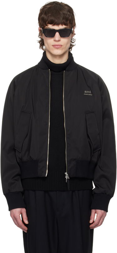 Bomber bunda AMI AMI Twill Bomber Jacket Čierna | HJK012.PA0007, 0