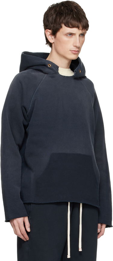 Mikina LES TIEN Heavyweight Raw Raglan Hoodie Navy | CF-1135-PS, 4