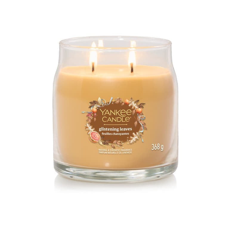 Sviečka Yankee Candle Signature Medium Jar 2 Wicks Glistening Leaves 368 g Oranžová | 43498