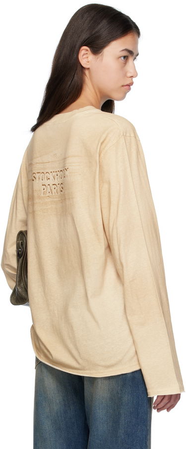 Tričko Acne Studios Acne Studios Long Sleeve Logo T-Shirt Béžová | CL0361-, 2