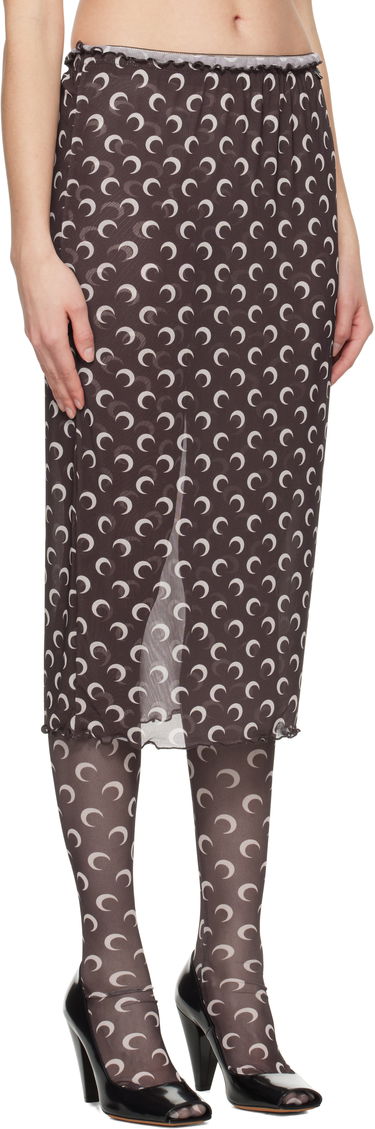 Sukňa Marine Serre Marine Serre Moon Printed Mesh Midi Skirt Hnedá | WSK084A CJER0054, 1