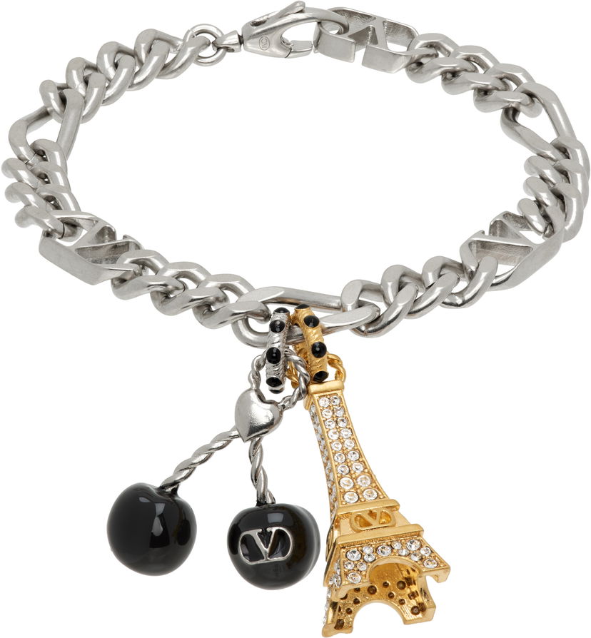Náramok Valentino Valentino Garavani Chez Valentino Eiffel Tower Charm Bracelet Metalická | 7Y2J0AL3VTI