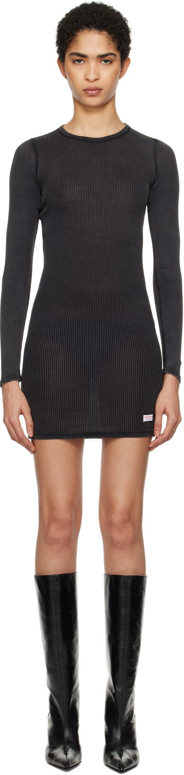 Šaty Alexander Wang Alexander Wang Crewneck Long Sleeve Mini Dress Čierna | 8C1246646W, 0