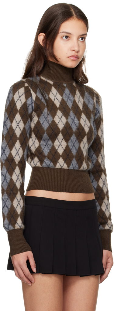 Sveter GUIZIO Guizio Delia Argyle Cropped Turtleneck Sweater Hnedá | H24603S047, 1