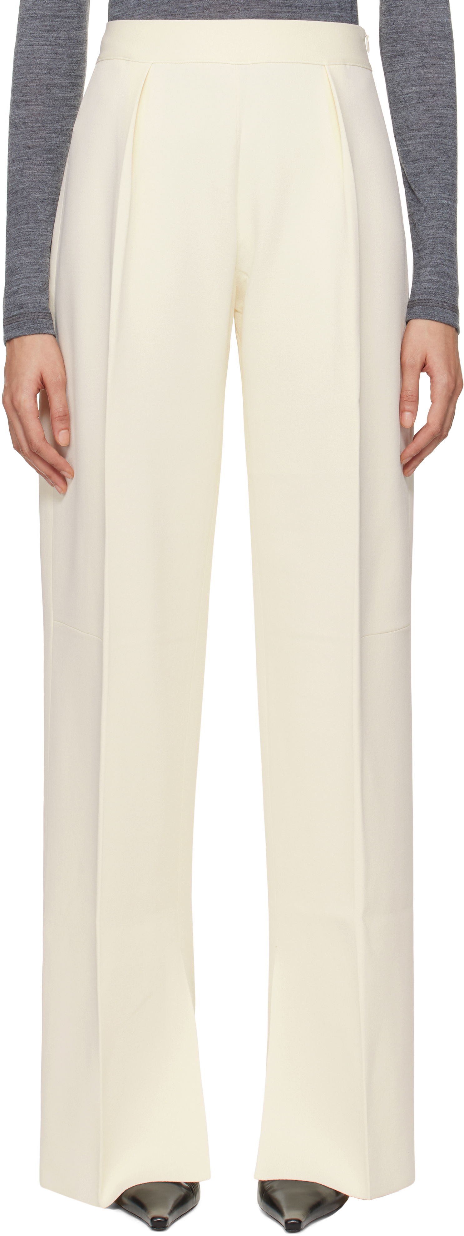 Knit High-Waisted Wide Leg Trousers