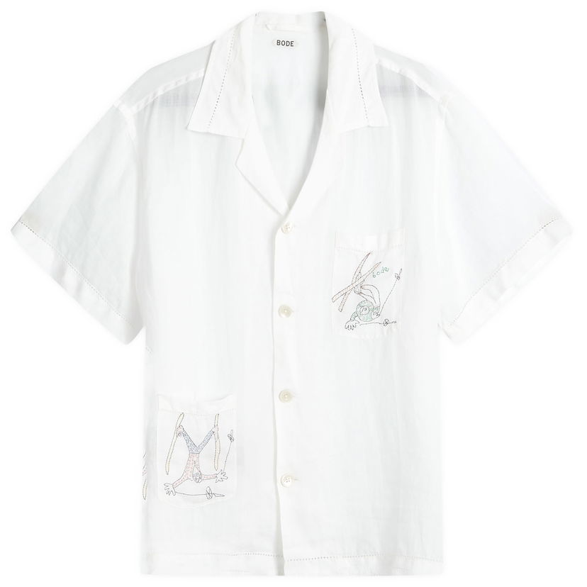 Košeľa Bode Skiers Embroidered Vacation Shirt White Biela | MRF24SH055-WHM