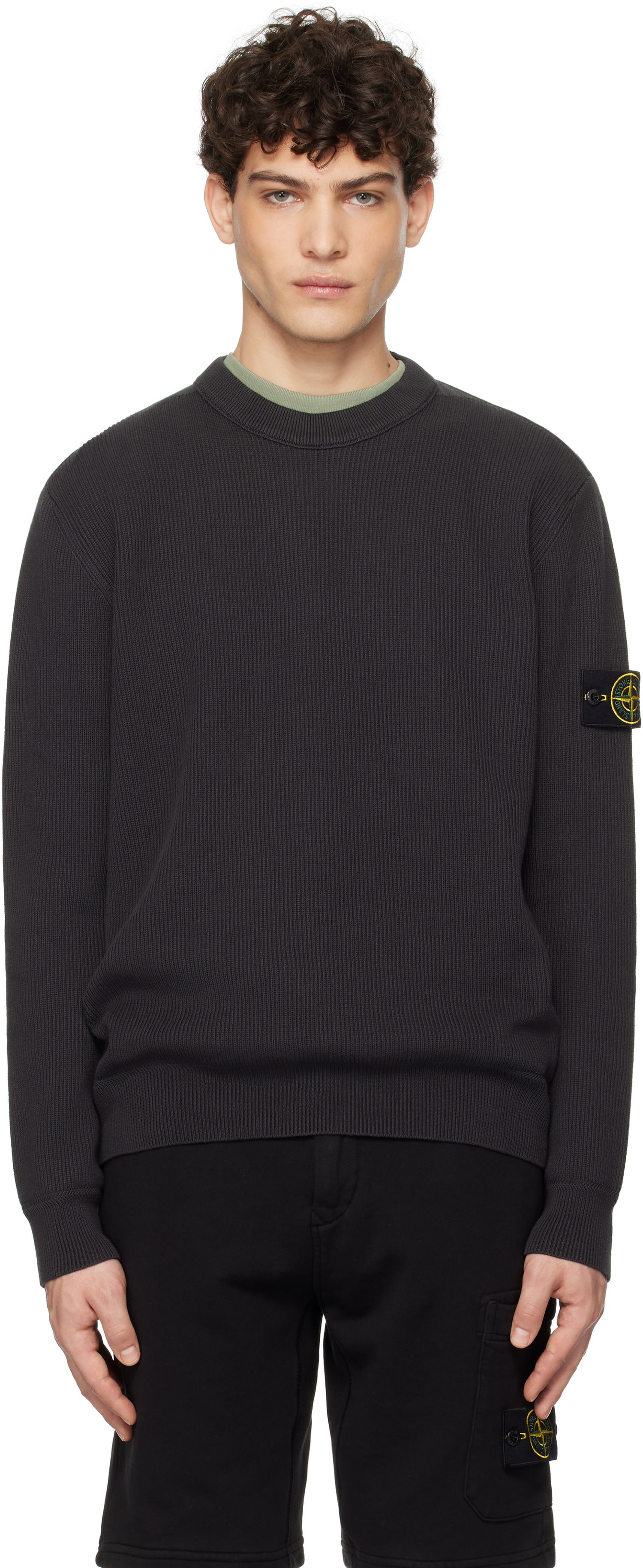 Sveter Stone Island Stone Island Ribbed Organic Cotton Crewneck Sweater Šedá | K1S15 5100054 S00D8, 0