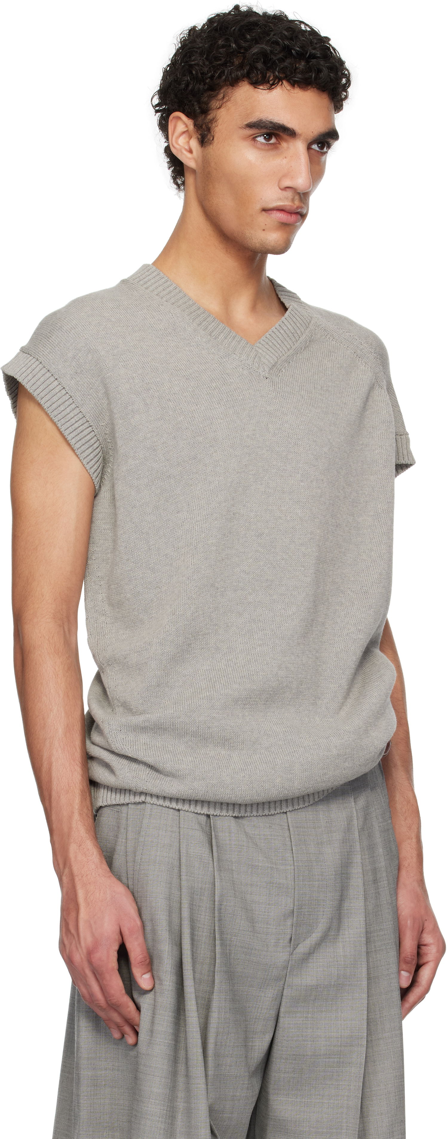 Sveter HED MAYNER Hed Mayner V-Neck Knit Vest Šedá | HMMA75074A-HA600, 1