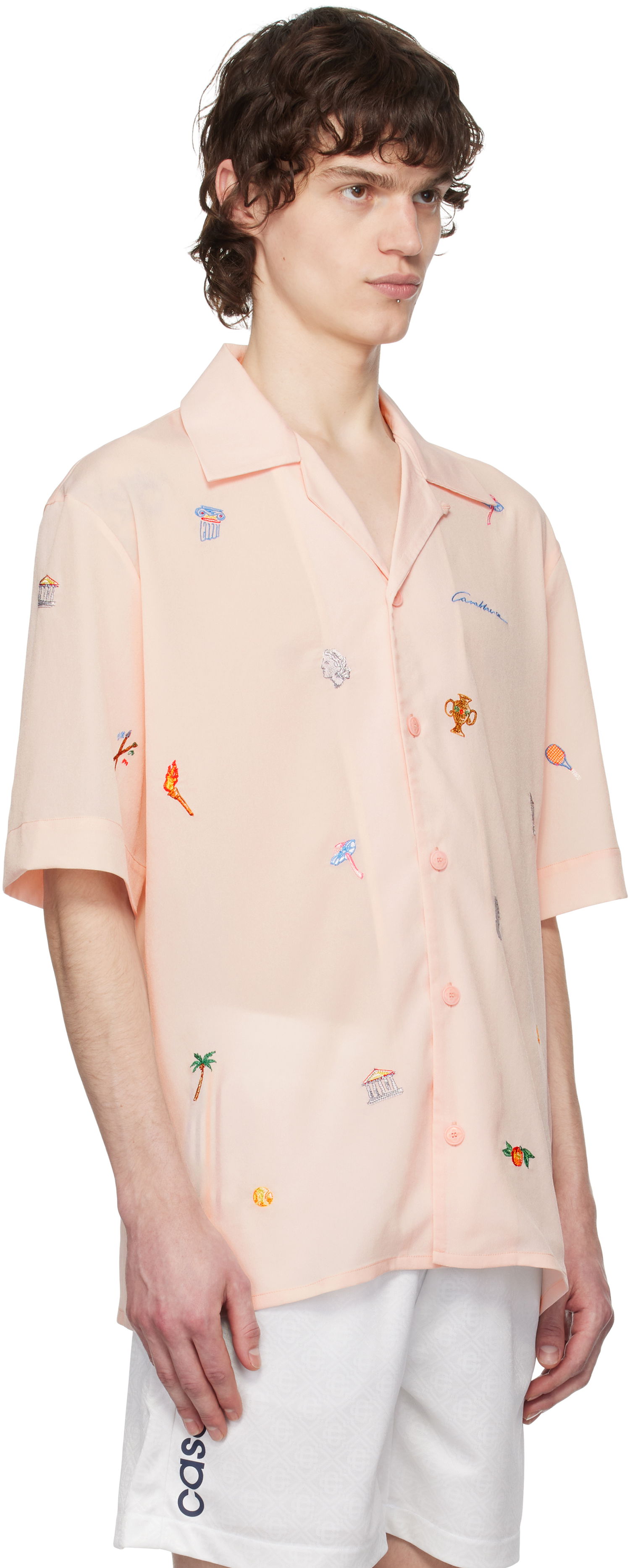 Košeľa Casablanca Casablanca Embroidered Motif Button-Up Shirt Ružová | U-MPS25-SH-082-01, 1