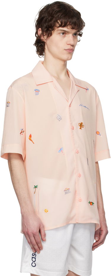 Košeľa Casablanca Casablanca Embroidered Motif Button-Up Shirt Ružová | U-MPS25-SH-082-01, 1