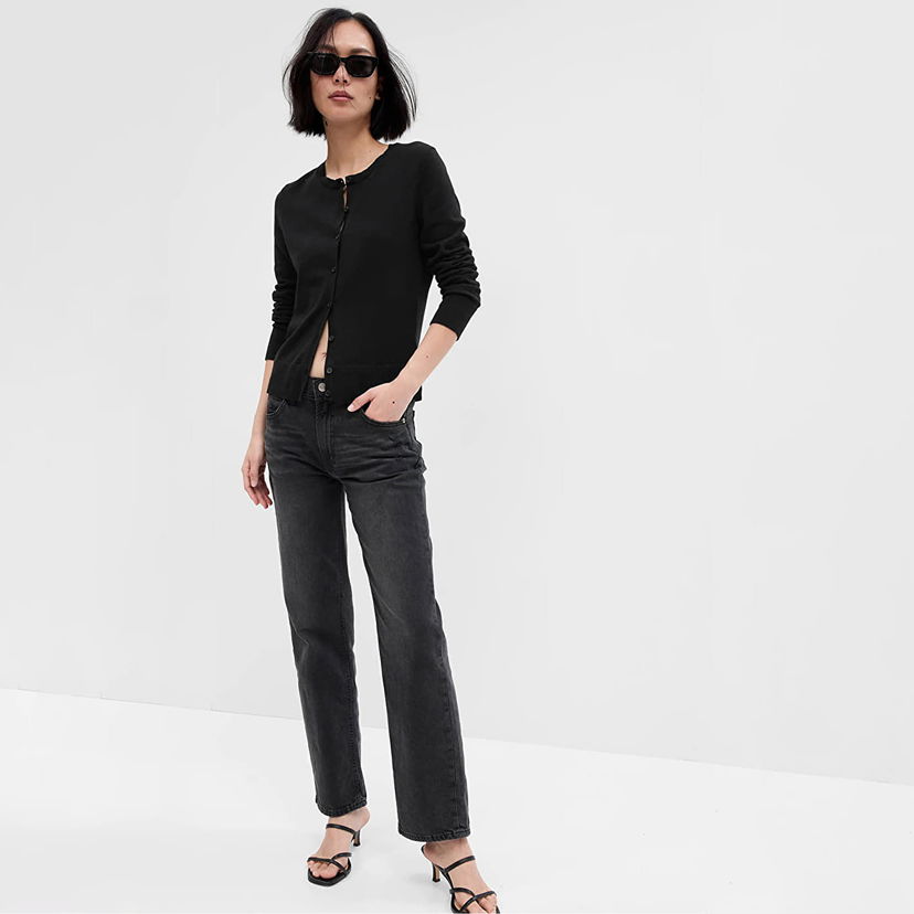 Sveter GAP Crew Cardigan True Black V2 Čierna | 443176-06