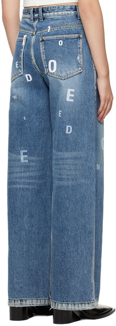 Džínsy We11done Random Logo Straight Leg Jeans Modrá | WD-DP3-22-387-W-NV, 2