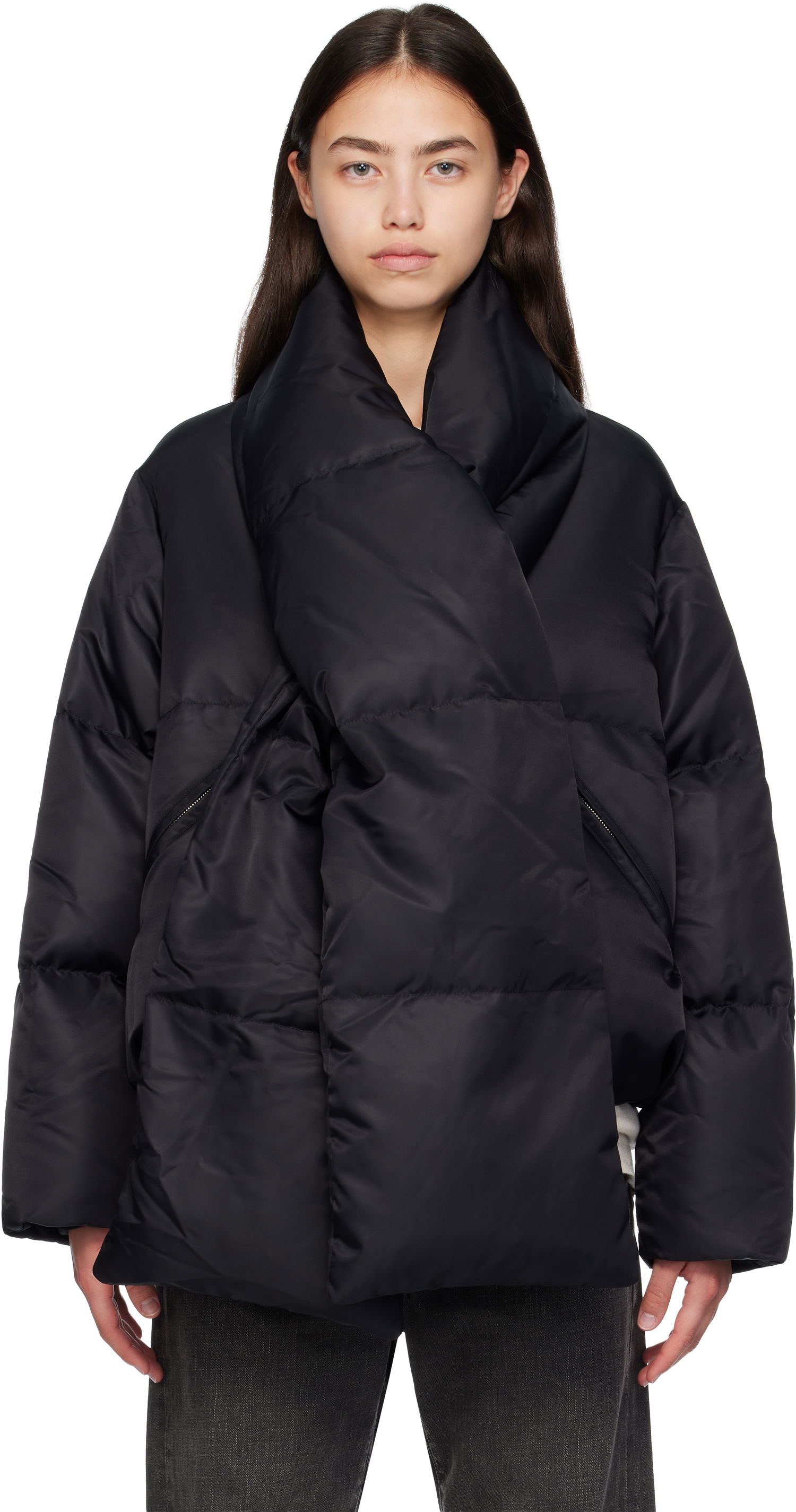 Prešívaná bunda Maison Margiela MM6 Maison Margiela Scarf Down Jacket Čierna | S52AM0332 M35257, 0