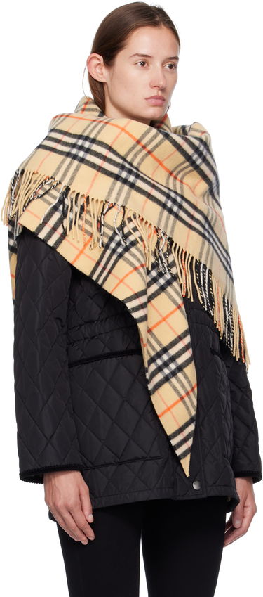 Šál Burberry Burberry Check Wool Cashmere Cape Béžová | 8113128, 1