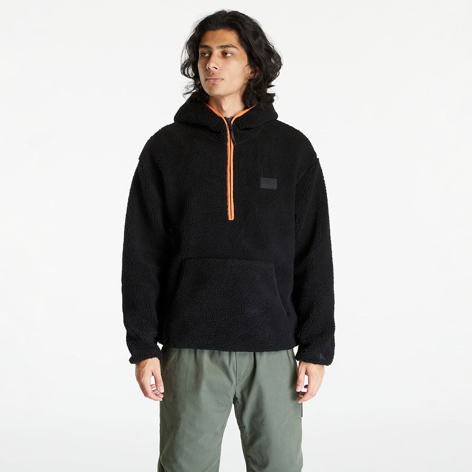 Mikina CALVIN KLEIN Jeans Sherpa Half-Zip Hoodie Black Čierna | J30J324086 BEH, 0